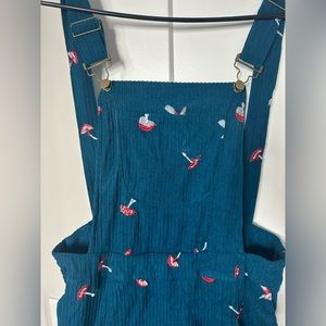 Corduroy Square Neck Mushroom Pattern Jumpsuit